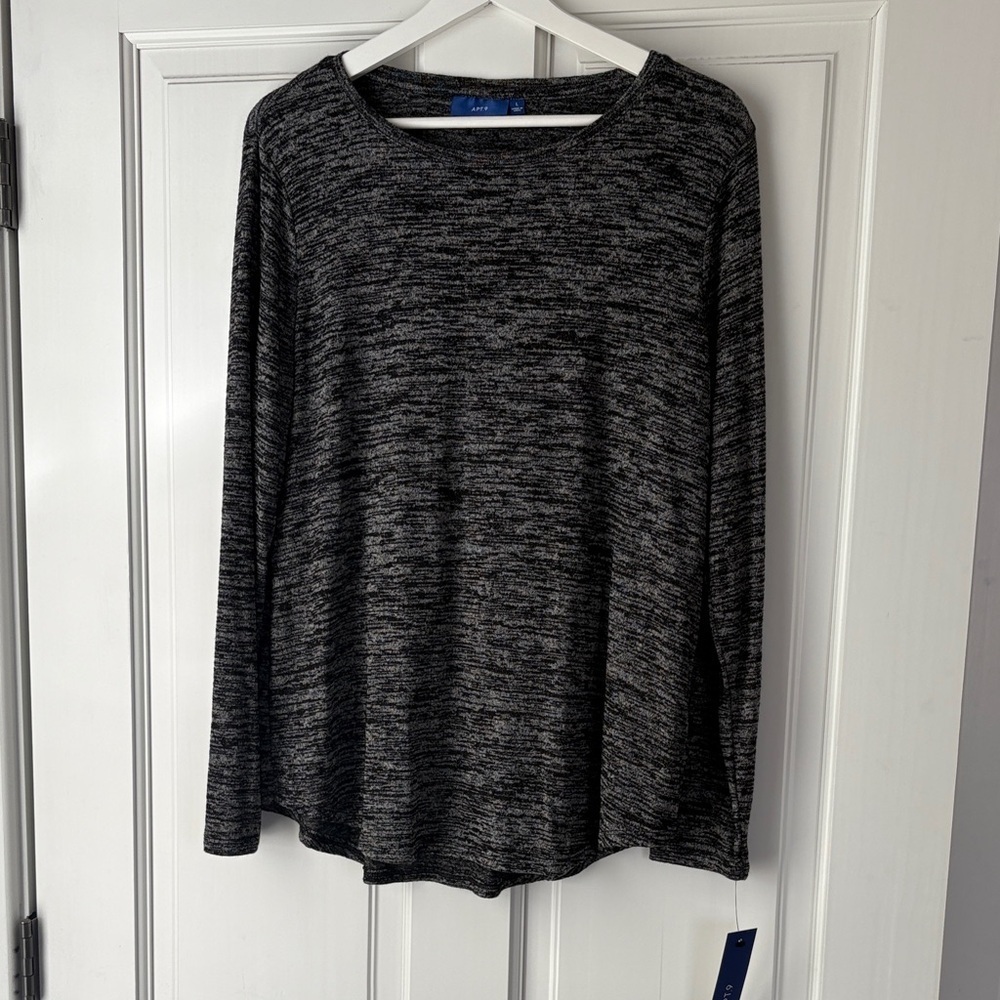 NWT Apt 9 Charcoal Long Sleeve Top large Y2K